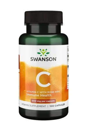 Vitamin C With Rose Hips Extract 500 mg 100 capsules Swanson One Day Deal