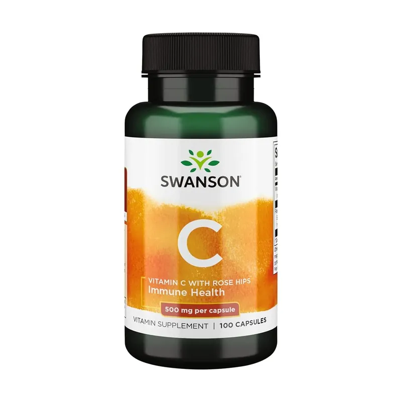 Vitamin C With Rose Hips Extract 500 mg 100 capsules Swanson One Day Deal