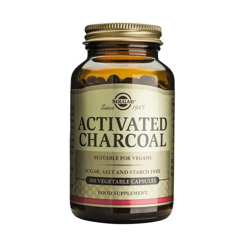 Activated Vegetable Charcoal 100 vegetable capsules Solgar Buy Online