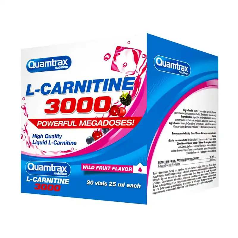 L-carnitine 3000 wild fruits 20 vials of 25ml Quamtrax Nutrition Reduced Price