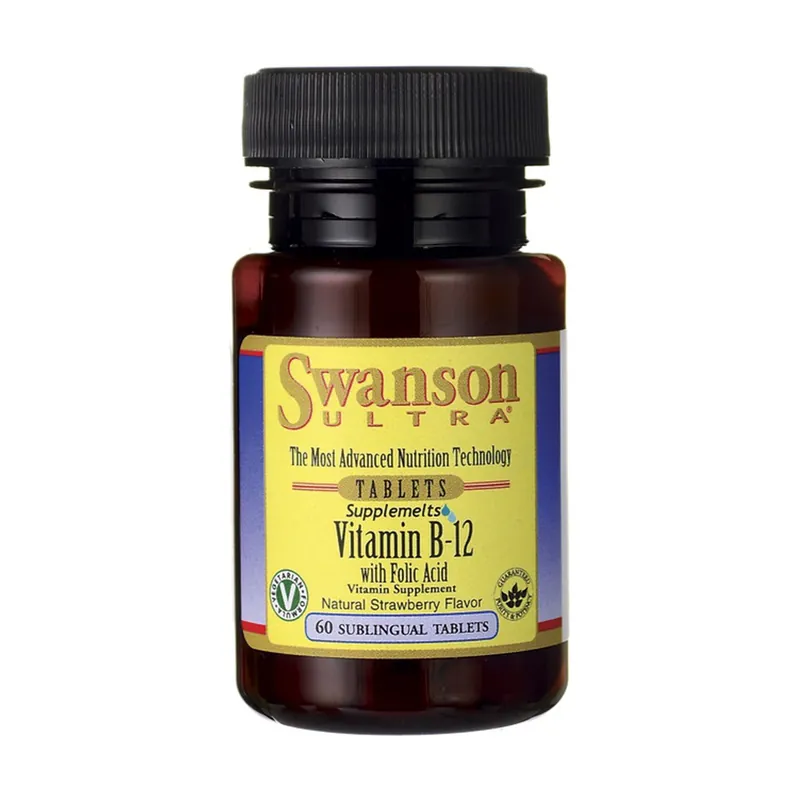 Vitamin B-12 with Folic Acid, 1000mcg Sublingual 60 Sublingual pills Swanson Best Seller
