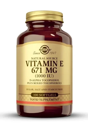 Weekend Sale Natural Source Vitamin E 671 mg (1000 IU) 100 softgels Solgar