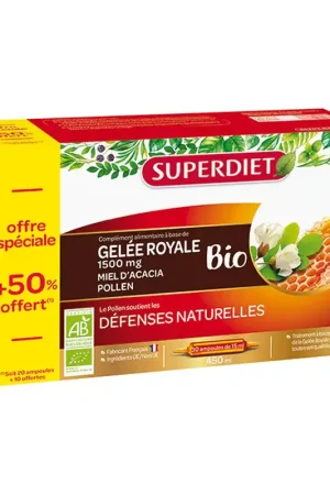 While Supplies Last Royal jelly honey pollen 50% offered 30 ampoules of 15ml Superdiet