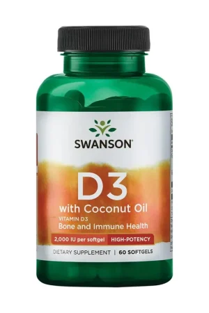 Ultra Vitamin D3 w/Coconut Oil 2000 IU 60 softgels Swanson Latest