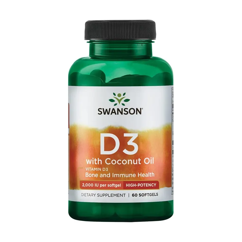 Ultra Vitamin D3 w/Coconut Oil 2000 IU 60 softgels Swanson Latest