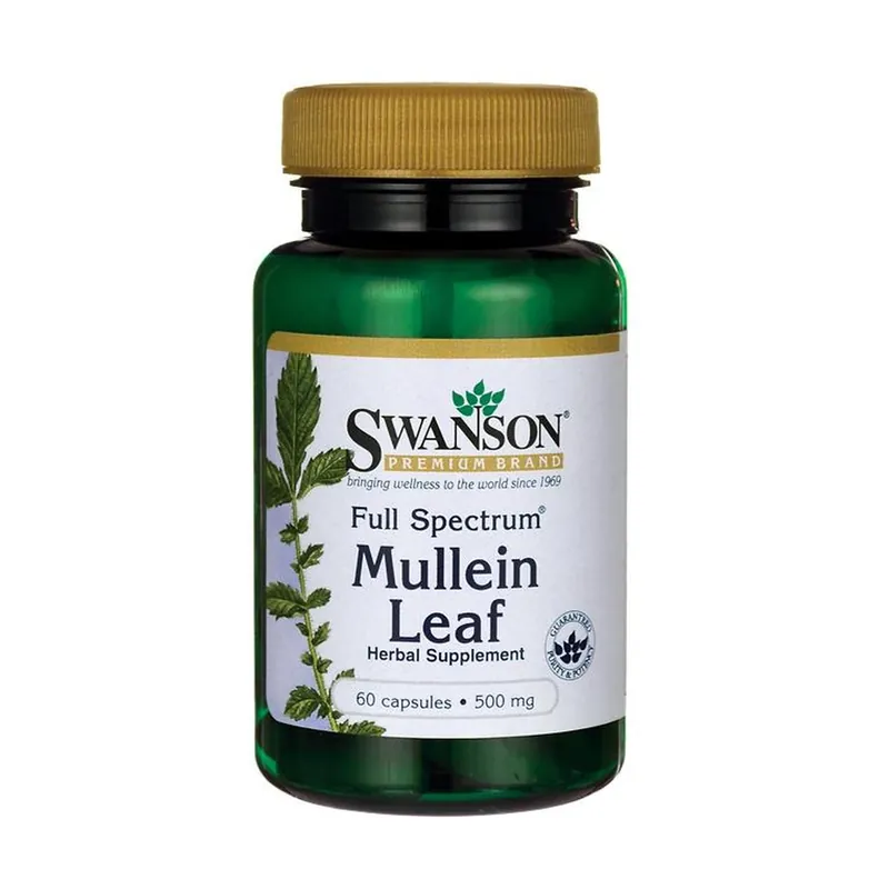 Premium full spectrum mullein leaf 500mg 60 capsules of 500mg Swanson Markdown