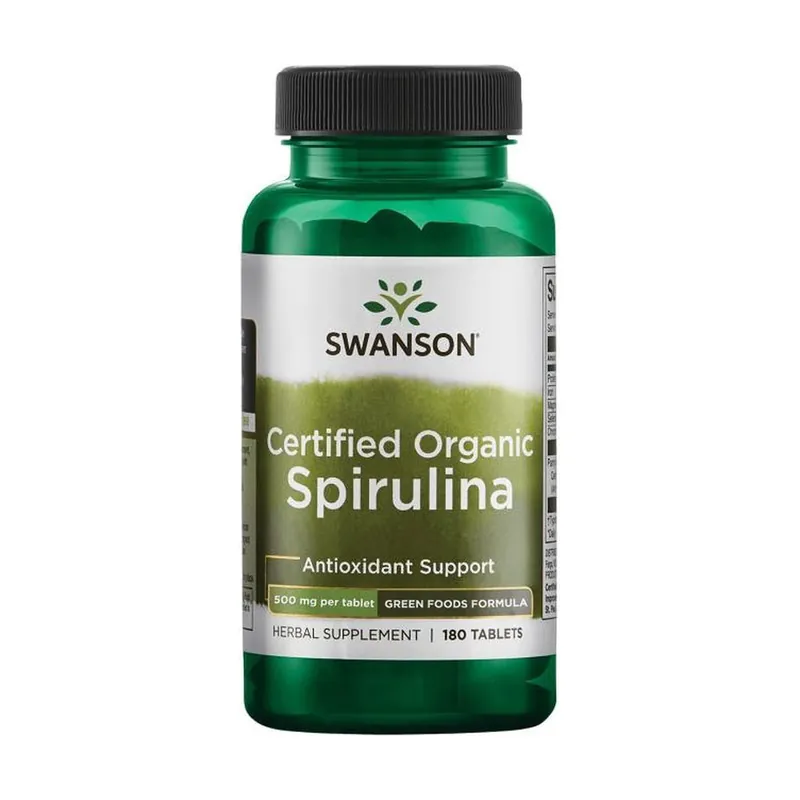 High Quality Green foods formulas certified organic spirulina 500 mg 180 tablets of 500mg Swanson