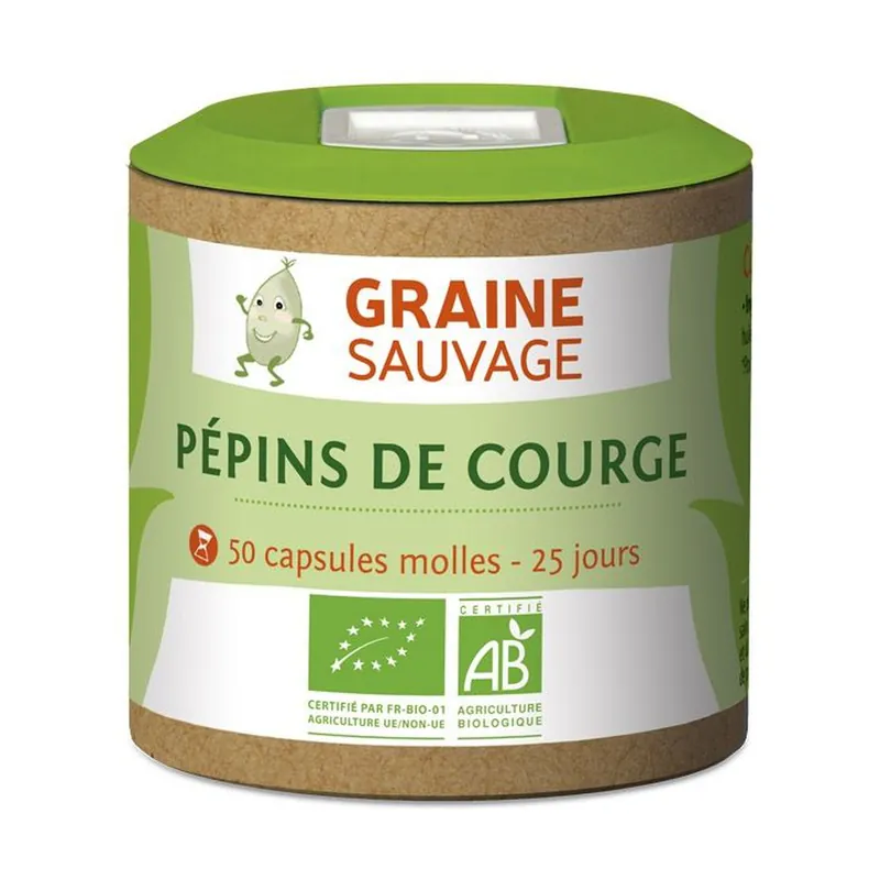 New Arrival Organic Pumpkin Seeds 50 capsules of 735mg Graine Sauvage