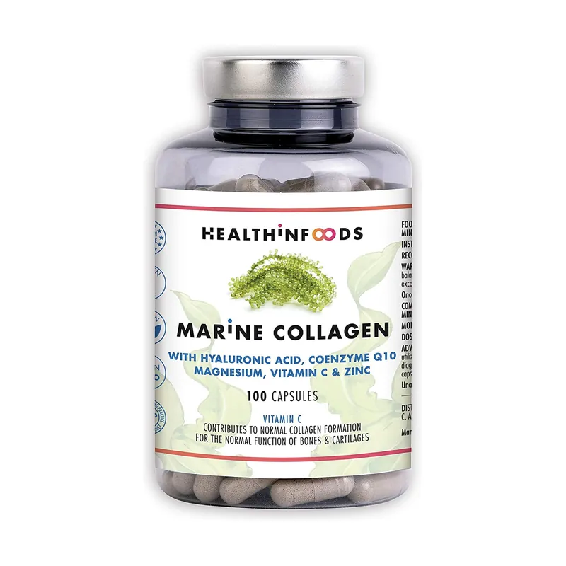 Hydrolyzed Marine Collagen 100 capsules Health in Foods Free Returns