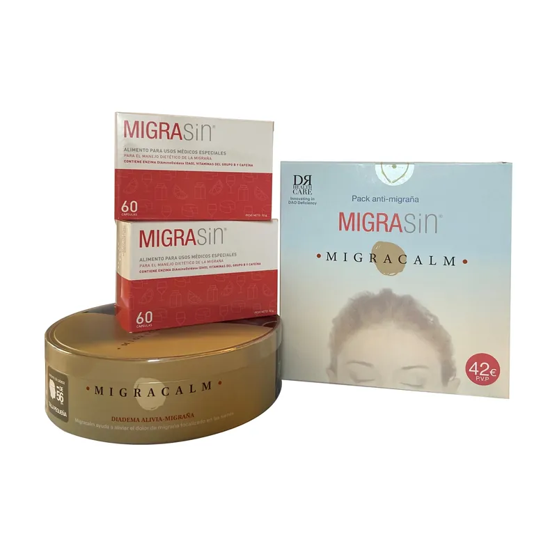 Pack Anti Migraine Migrasin 2uds + Gift Migracalm Migrasin 2 units + Migracalm DR Healthcare Certified