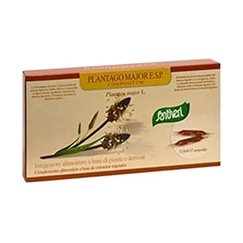 Same Day Shipping Plantago major 12 ampoules Santiveri