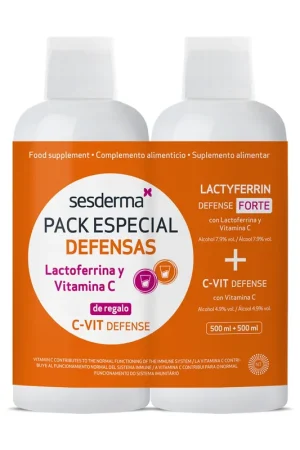 New Release Lactyferrin Defense Forte Drinkable + C-Vit Drinkable 2 units of 500ml Sesderma