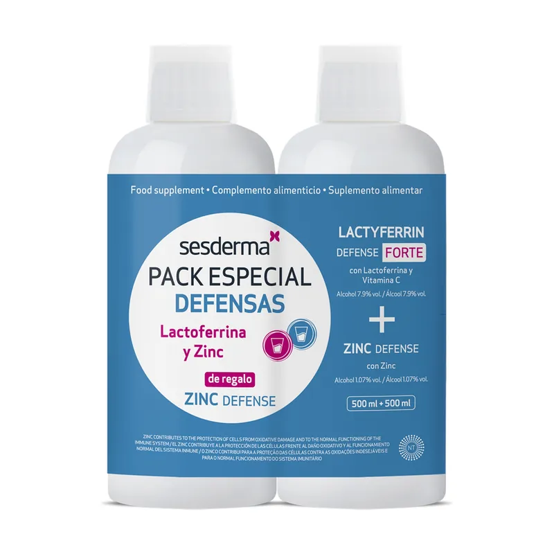 Premium Lactyferrin Defense Forte Drinkable + Zinc Defense Drinkable 2 units of 500ml Sesderma