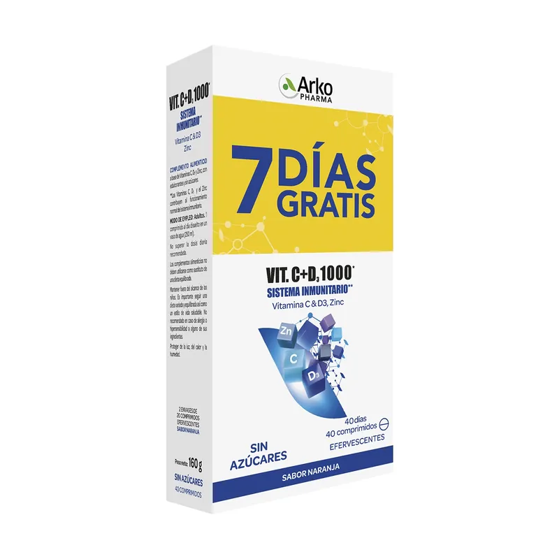 Duplo Vitamin C & D3 1000 Mg + Zinc 40 effervescent tablets Arkopharma Today Only