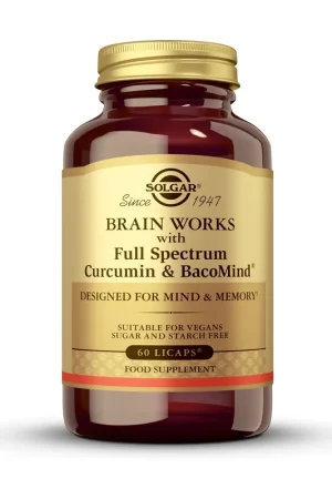Brain Works with Full Spectrum Turmeric and BacoMind 60 vegetable capsules Solgar Reduced Price