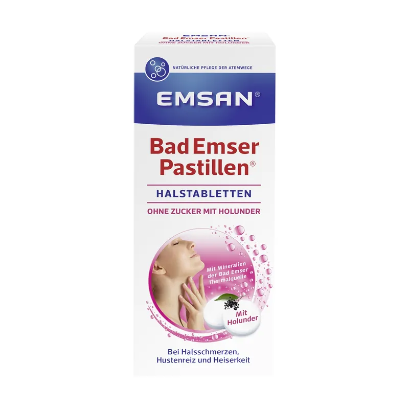 Save Now Emsan Bad Emser pastilles without sugar with elderberry 30 pcs. 30 units Emcur