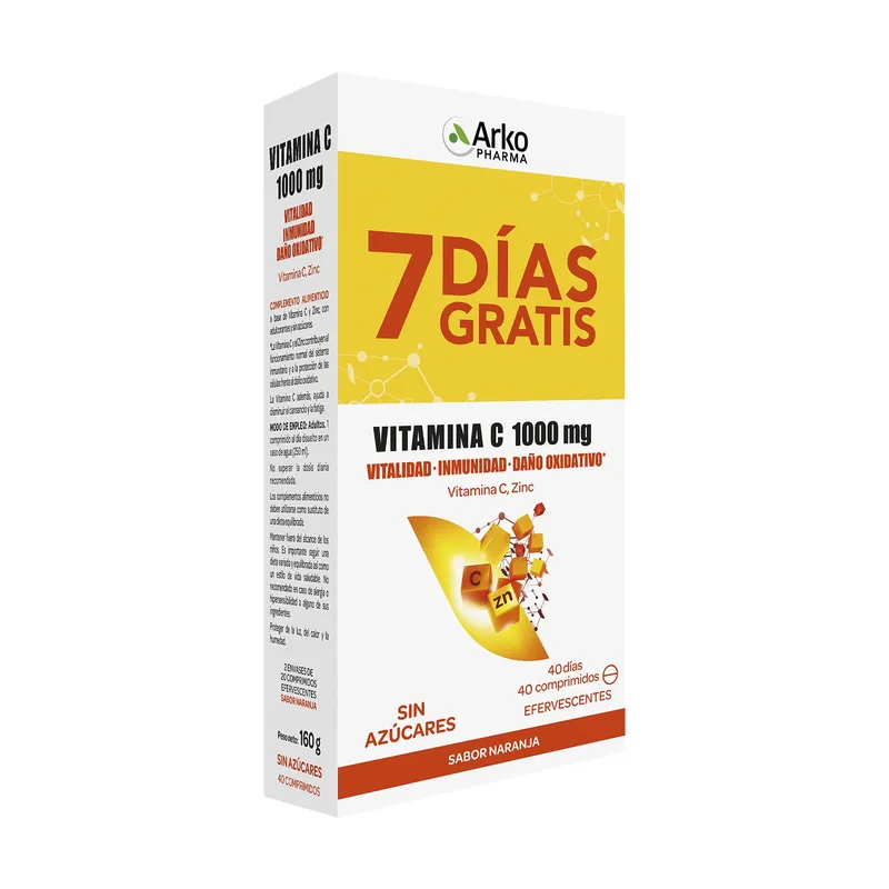 Professional Grade Arkovital Vitamin C 1000 Mg 40 effervescent tablets Arkopharma