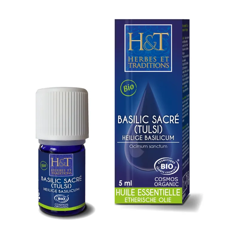 Basilic sacré tulsi (sommité fleurie) ocimum sanctum bio 5 ml of oil Herbes & Traditions Discount