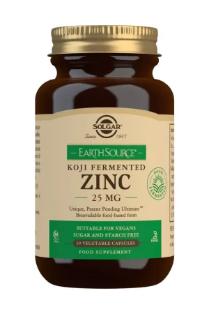 Genuine Earth source koji zinc 25 mg 30 capsules of 25mg Solgar