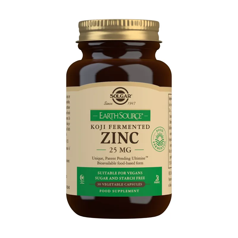 Genuine Earth source koji zinc 25 mg 30 capsules of 25mg Solgar