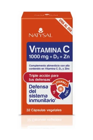 Vitamin C 1000Mg + D3 + Zn 32 vegetable capsules Natysal Super Sale