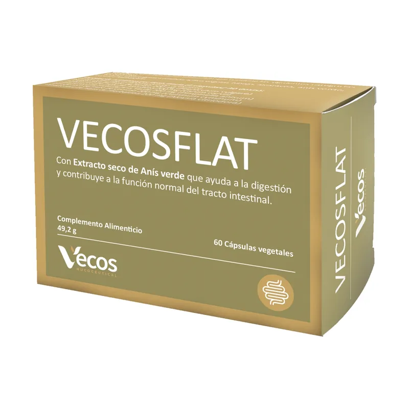 Latest Vecosflat gas and bloating 60 capsules Vecos