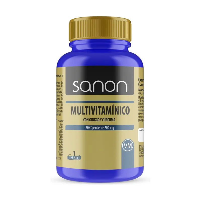 Popular Multivitamin with ginkgo and turmeric 60 capsules of 600mg Sanon