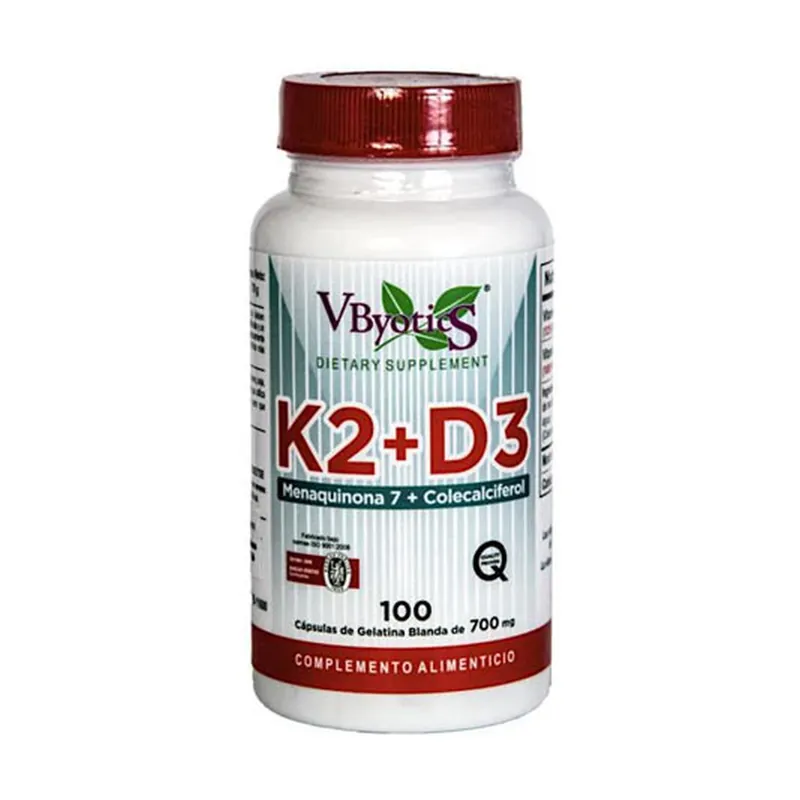 Buy Online Vitamin K2+D3 100 softgels of 700mg Vbyotics