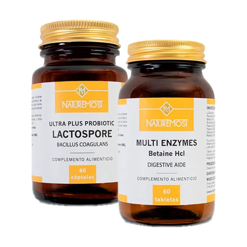 Multi-enzyme and lactospore pack 60 tablets + 60 capsules Naturemost Fan Favorite