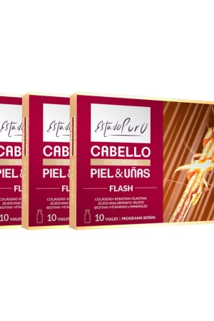 Flash hair, skin and nails pack 3 units of 10 vials Estado Puro Next Day Delivery