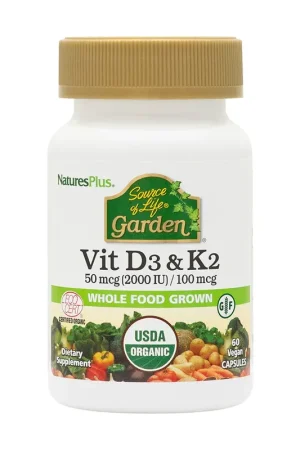 Vitamin D3 + K2 garden 60 capsules Natures Plus Hassle-Free Returns