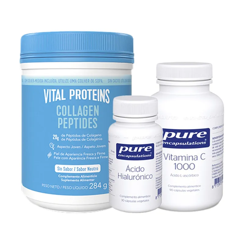 Mega Sale Collagen, hyaluronic acid and vitamin C beauty pack 30 capsules + 284 g + 90 capsules of 1000mg Vital Proteins
