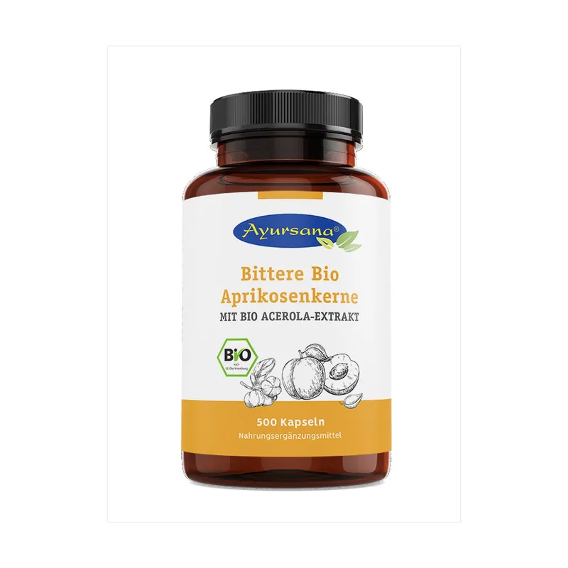 Bittere bio fermented bitter apricot seeds with acerola extract 500 capsules Ayursana Super Sale