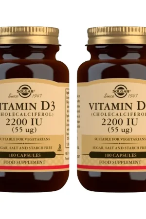 Vitamin D3 Pack 2200UI 2 units of 100 capsules Solgar Direct From Factory