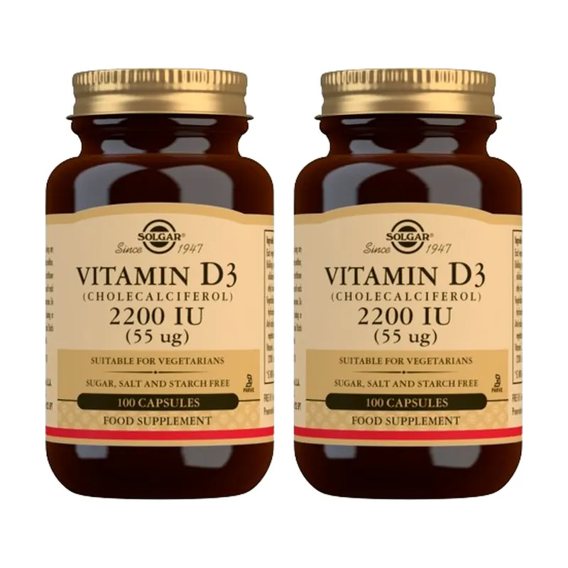 Vitamin D3 Pack 2200UI 2 units of 100 capsules Solgar Direct From Factory
