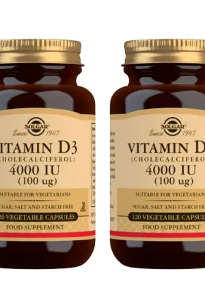 Vitamin D3 Pack 4000UI 2 units of 120 vegetable capsules Solgar Hassle-Free Returns