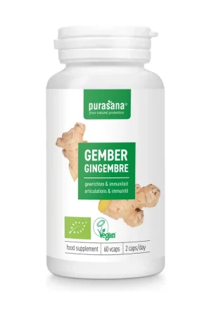 Ginger 250mg Bio 60 capsules of 250mg Purasana Professional Grade
