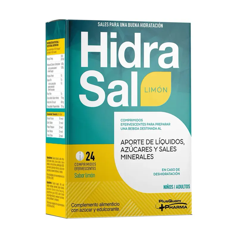 Trusted Brand Hidrasal lemon helps with dehydration 24 effervescent tablets Plusquam