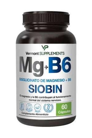 Siobin magnesium bisglycinate + vitamin b6 60 capsules Vermont Supplements Order Now