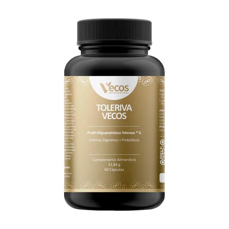 Authentic Toleriva vecos (digestive enzymes + probiotics) 60 capsules Vecos