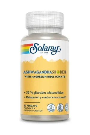 Ashwagandha shoden with magnesium bisglycinate 60 capsules Solaray Crafted