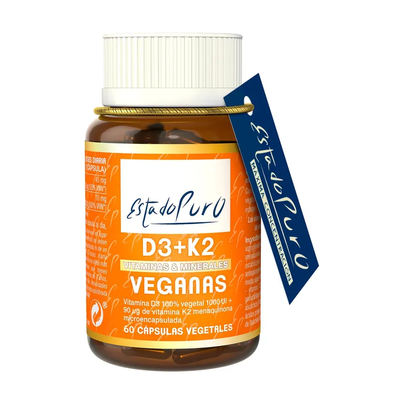 Buy Direct Vegan Vitamin D3+K2 60 vegetable capsules Estado Puro